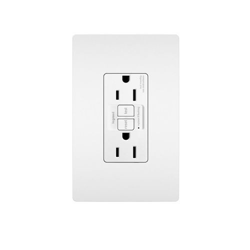 Pass & Seymour® Radiant® 1597TRW Duplex Self-Test Tamper-Resistant GFCI Receptacle, 125 VAC, 15 A, 2 Poles, 3 Wires, White