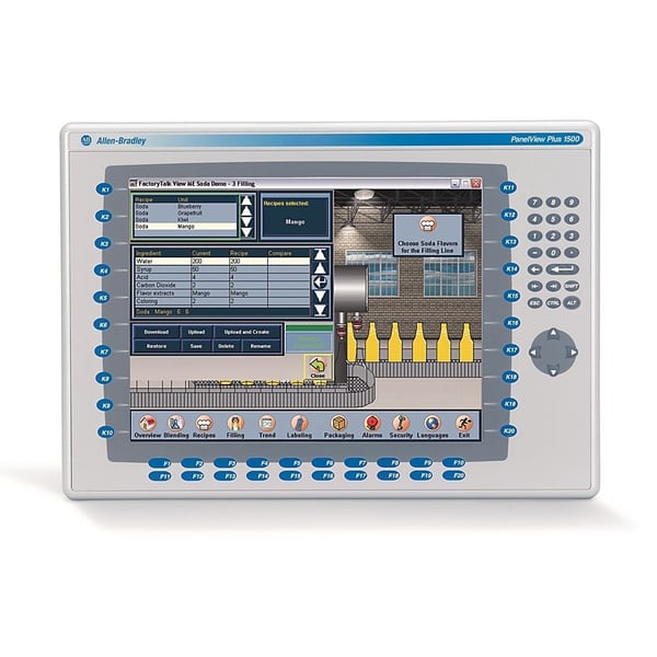 2711P-B15C4A8Allen-Bradley, 2711 PanelView Plus 6 Terminal, 1500 Model, Keypad/Touch, Color, Standard Communication - Ethernet & RS-232, AC Input, Windows CE 6.0