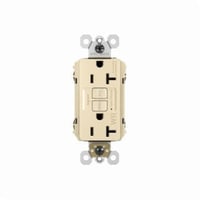 2097TRWRIPass & Seymour® Radiant® 2097TRWRI Duplex Self-Test Tamper/Weather-Resistant GFCI Receptacle, 125 VAC, 20 A, 2 Poles, 3 Wires, Ivory
