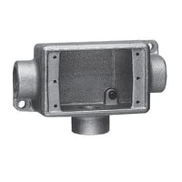 FSCT2EATON Crouse-Hinds Condulet® FSCT2 3-Entry Shallow Tee Device Box, 3/4 in Trade, 1 Gang, Feraloy® Iron Alloy, Aluminum Acrylic Painted/Electro-Galvanized