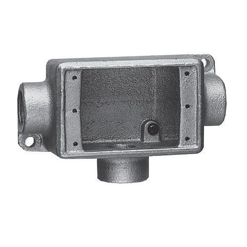 FSCT2EATON Crouse-Hinds Condulet® FSCT2 3-Entry Shallow Tee Device Box, 3/4 in Trade, 1 Gang, Feraloy® Iron Alloy, Aluminum Acrylic Painted/Electro-Galvanized