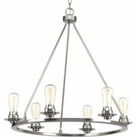 Progress Lighting® Design Series™ P400015-009 Debut Casual/Traditional Chandelier, (6) A19 Incandescent Lamp, 120 VAC, Brushed Nickel Plated Housing