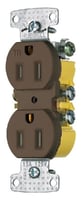 Hubbell, Duplex Receptacle, Residential, Tamper Resistant, 15 Ampere, 125 Volts, NEMA 5-15R, Brown