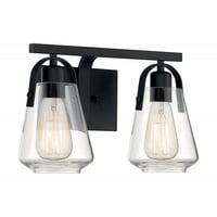 60/7102NUVO® by SATCO 60/7102 Skybridge Dimmable Vanity Fixture, (2) A19 Incandescent Lamp, 120 V, Matte Black Housing