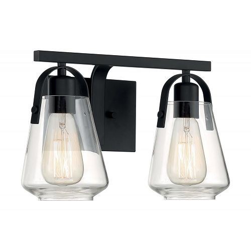 60/7102NUVO® by SATCO 60/7102 Skybridge Dimmable Vanity Fixture, (2) A19 Incandescent Lamp, 120 V, Matte Black Housing