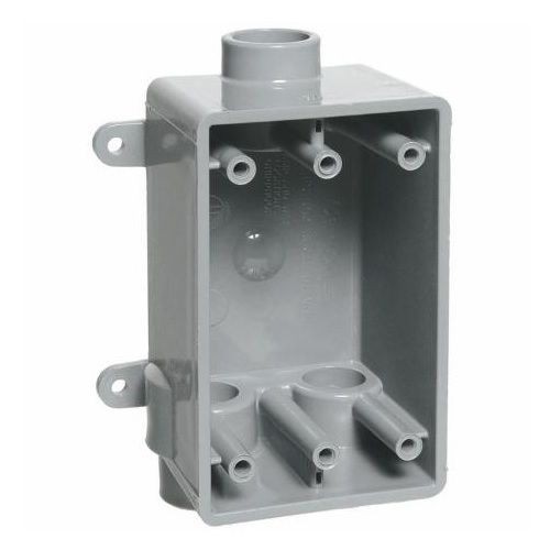 Carlon® E979EFN-CAR Type FSCC Non-Metallic Rigid Shallow Style Device Box, PVC, 18 cu-in Capacity, 1 Gangs, 3 Outlets, 3 Knockouts, 4.54 in L x 2.8 in W x 2.42 in D