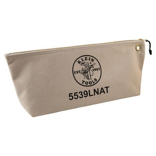 Klein® 5539LNAT Large Wide-Bottom Canvas Tool Bag with Zipper, No. 8 Canvas, Natural