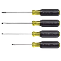 Klein® Cushion-Grip® 85484 Screwdriver Set, 4 Pieces, ASME Specified, Steel, Polished Chrome