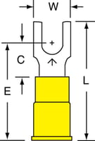 3M™ Highland™ 051128-59987 Insulated Block Fork Terminal, 12 - 10 AWG Conductor, 1.03 in L, Butted Seam Barrel, Copper