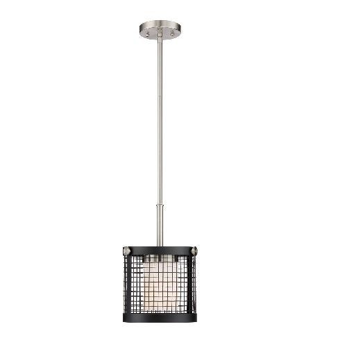 NUVO® by SATCO 60/6451 Pratt Dimmable Traditional Mini Pendant, (1) A19 Incandescent Lamp, 120 VAC, Black/Brushed Nickel Accent Housing
