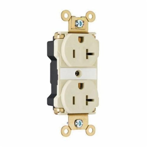 PT5362-AIPass & Seymour® PlugTail® PT5362AI Duplex Extra Heavy Duty Straight Blade Receptacle, 125 VAC, 20 A, 2 Poles, 3 Wires, Ivory