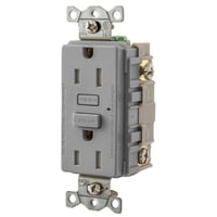 GFT15GYWiring Device-Kellems Hubbell-PRO™ GFT15GY 1-Phase Tamper Resistant Screw Mount GFCI Receptacle, 125 VAC, 15 A, 2 Poles, 3 Wires, Gray