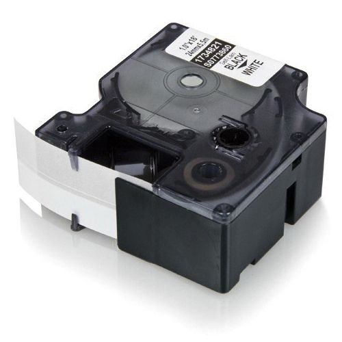D1805435MORRIS DYMO Rhino™ D1805435 Chemical-Resistant Moisture-Resistant UV-Resistant Label Cartridge, 18 ft L x 1/2 in W, For Use With DYMO Rhino™ Portable Hand Held Thermal Transfer Printers, Vinyl, Black/White