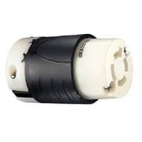 Pass & Seymour® Turnlok® L1520-C Locking Connector, 250 VAC, 20 A, 2 Poles, 3 Wires, Black/White