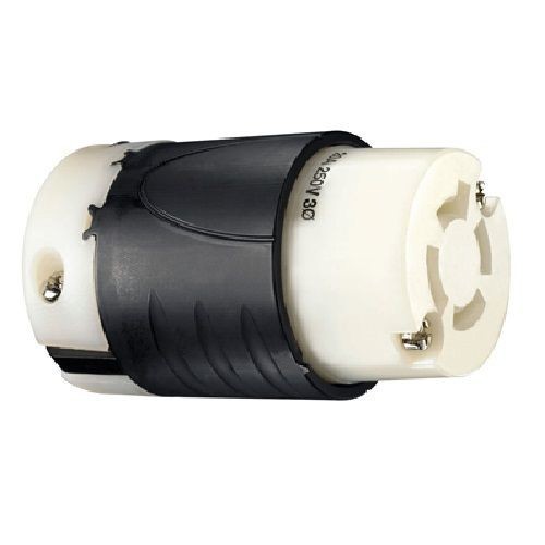 Pass & Seymour® Turnlok® L1520-C Locking Connector, 250 VAC, 20 A, 2 Poles, 3 Wires, Black/White