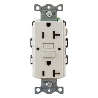 Hubbell Wiring Device Kellems, Power Protection Devices, Receptacle,Self Test, GFCI, 20A 125V, 2-Pole 3-Wire Grounding, 5-20R, White
