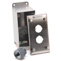 Allen-Bradley 800H-2HZ4 Push Button Enclosure, Two 30mm Push Button hole, Stainless Steel, Type 4/4X/13