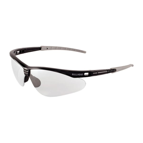 BH666Bullhead Safety® Eyewear Stinger® BH666 Safety Glasses, Anti-Scratch, Half Framed Frame, Shiny Black, Plastic Frame, ANSI Z87.1-2015