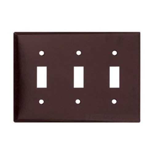 EATON Arrow Hart™ Eaton Wiring Devices 2141B-BOX 2000 Standard Toggle Switch Wallplate, 3 Gangs, 4.5 in H x 6.37 in W, Thermoset, Brown