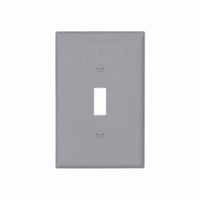 PJ1GYEATON Arrow Hart™ Eaton Wiring Devices PJ1GY PJ Series Mid-Sized Toggle Switch Wallplate, 1 Gangs, 4.87 in H x 3.12 in W, Polycarbonate, Gray