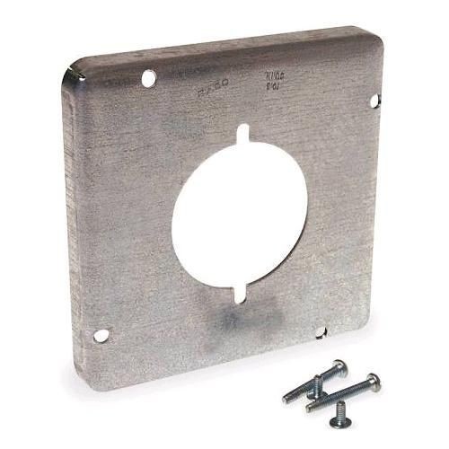 RACO 878 Square Cover, 4-11/16 in, Exposed Work Cover, 30-50 A Receptacle, 2.141 in Dia