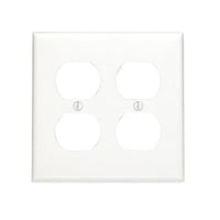 Leviton® 80716-W Standard Size Traditional Wallplate, 2 Gangs, 4.5 in H x 4.562 in W, Thermoplastic, White