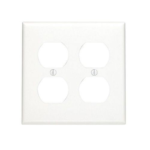 Leviton® 80716-W Standard Size Traditional Wallplate, 2 Gangs, 4.5 in H x 4.562 in W, Thermoplastic, White
