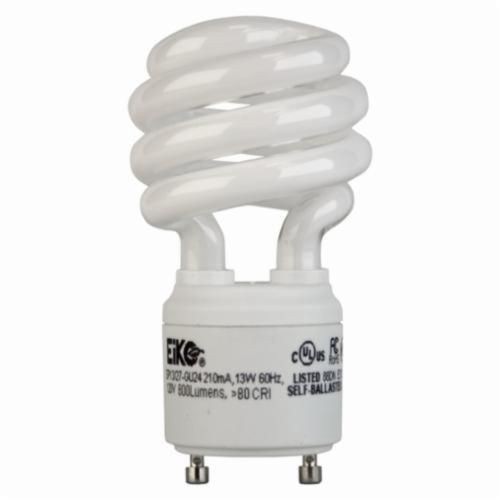 SP13/27-GU24EIKO® SP13/27-GU24 Compact Fluorescent Lamp, 13 W, GU24 CFL Lamp, Spiral Shape, 900 Lumens Initial Lumens