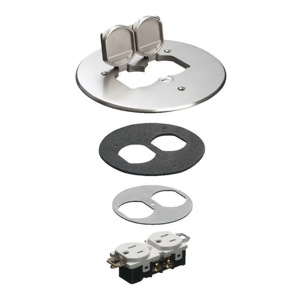 FLB6230NLArlington FLB6230NL Floor Box Cover Kit, 6 in Dia, 5.7 in L x 5.7 in W, Metal