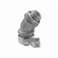 LTB10045Crouse-Hinds Liquidator™ LTB10045 Insulated Liquidtight Conduit Connector, 1 in Trade, 45 deg, Malleable Iron, Electro-Plated Zinc