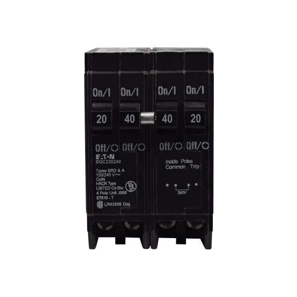 Eaton BQC220220 20A/20A 2-Pole Quadplex Tandem Plug-In Breaker Common Eaton BQC220220 20A/20A 2-Pole Quadplex Tandem Plug-In Breaker Common