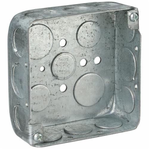 Steel City® 52151-1/2-3/4 Outlet Box, Steel, 21 cu-in Capacity, 1 Outlets, 17 Knockouts, 4 in H x 4 in W x 1-1/2 in D | State Electric Steel City® 52151-1/2-3/4 Outlet Box, Steel, 21 cu-in Capacity, 1 Outlets, 17 Knockouts, 4 in H x 4 in W x 1-1/2 in D | State Electric
