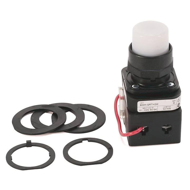 Allen-Bradley, 800H-QRTH2W, 30.5mm Type 4/4X/13 Pilot Light, LED, White ...