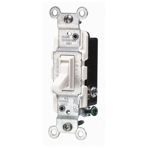 Leviton® 1453-2W 3-Way Grounding AC Quiet Toggle Switch, 120 VAC
