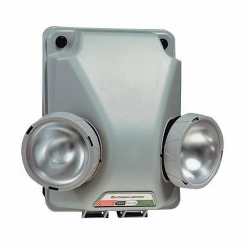 Lithonia Lighting IND618 Industrial Quick Mount Emergency Light Fixture 9 W PAR36 Krypton Lamp 120 to 277 VAC 6 VDC 2 Heads Thermoplastic State Electric
