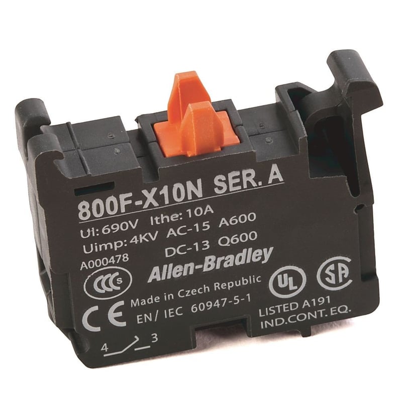 Allen-Bradley 800F-X10N Contact Block, Screw, 2 Speed Operator, No