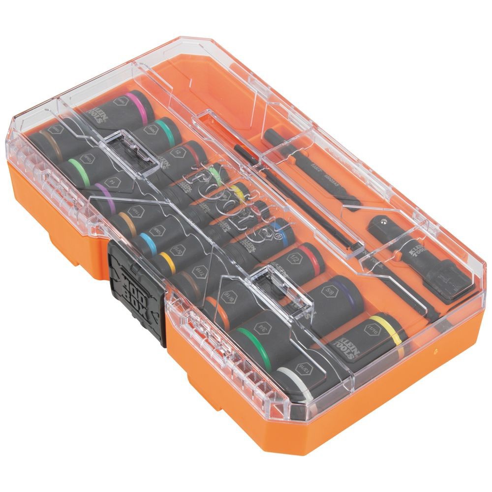 Klein® 65239 Socket Set, 1/4, 3/8 in Drive, 13 Pieces, Included