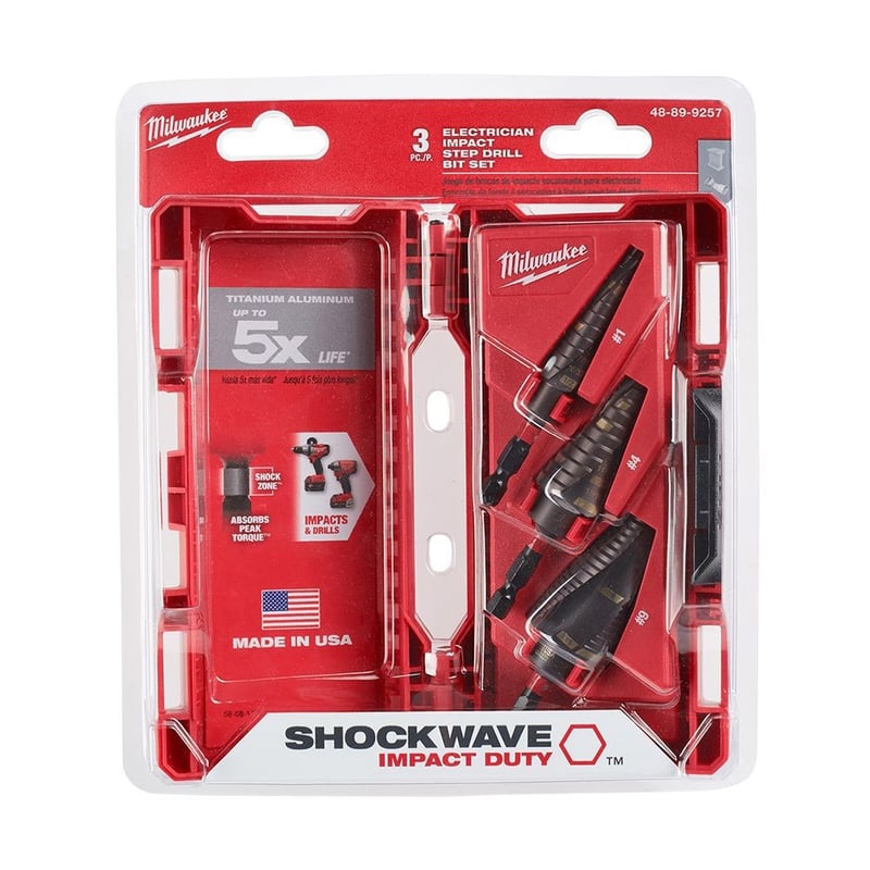 Milwaukee® SHOCKWAVE™ 48-89-9257 Electrical Step Drill Bit Set, 1