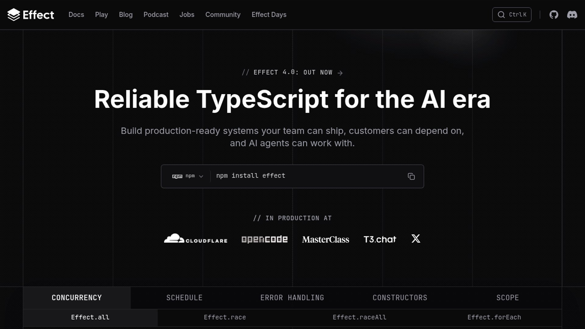 Effect 4.0 ships zero-dependency TypeScript core