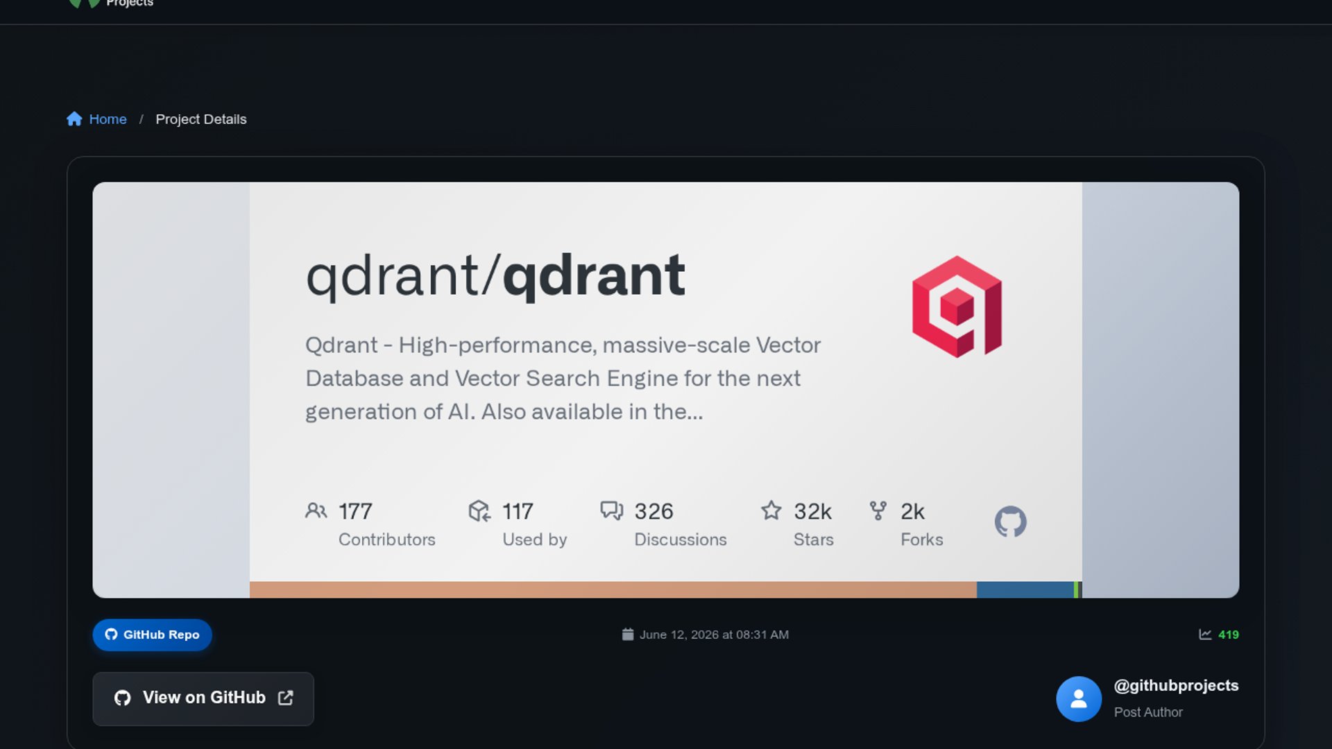 Qdrant is a production-ready, open-source vector search engine and database built in Rust for high-performance similarity search.