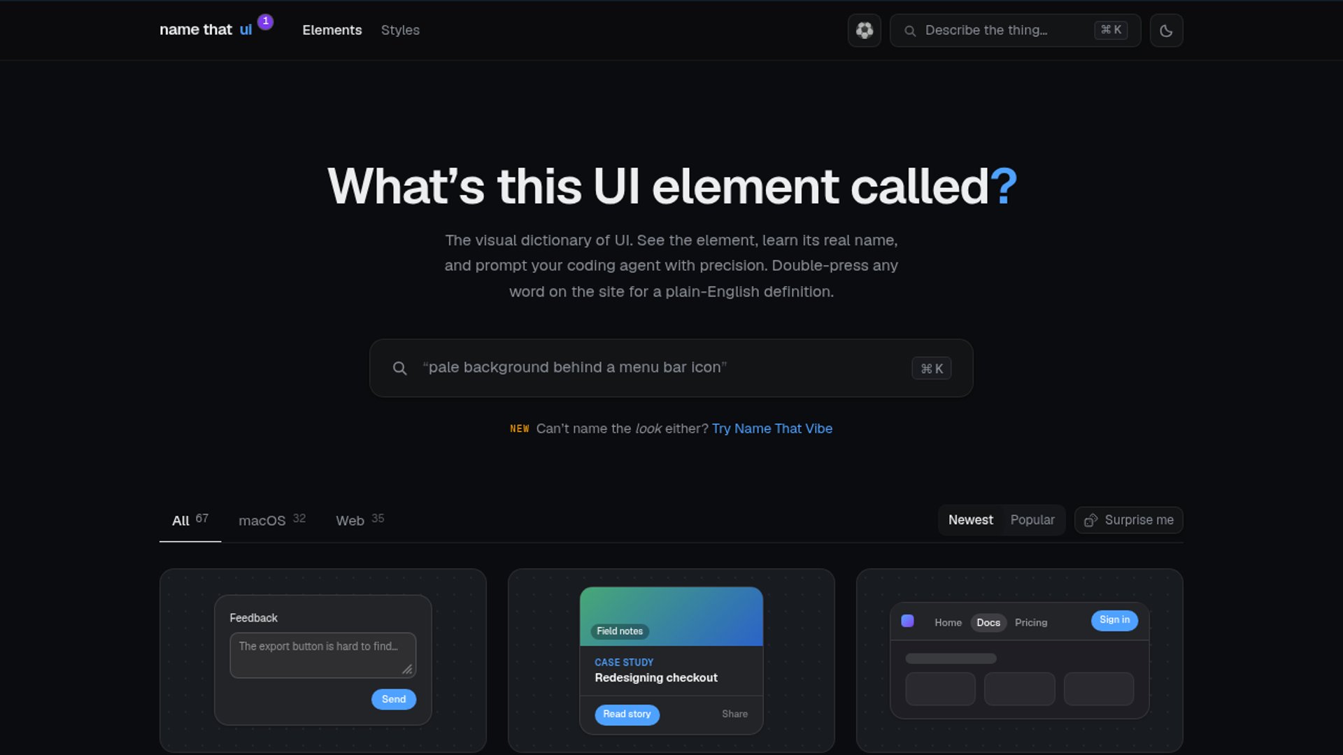 Name That UI translates visuals to developer terms