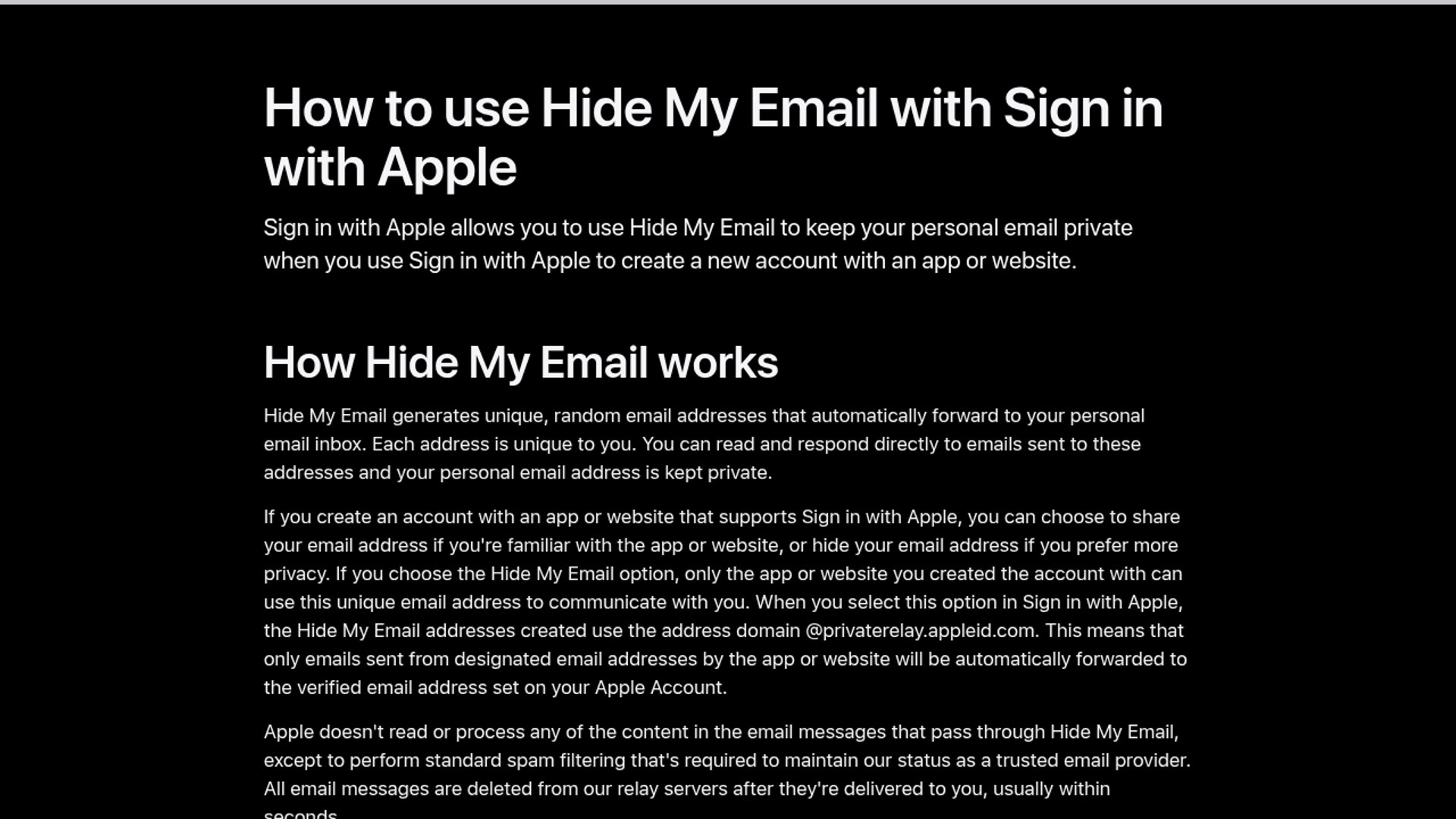 Apple shifts Hide My Email to subdomain