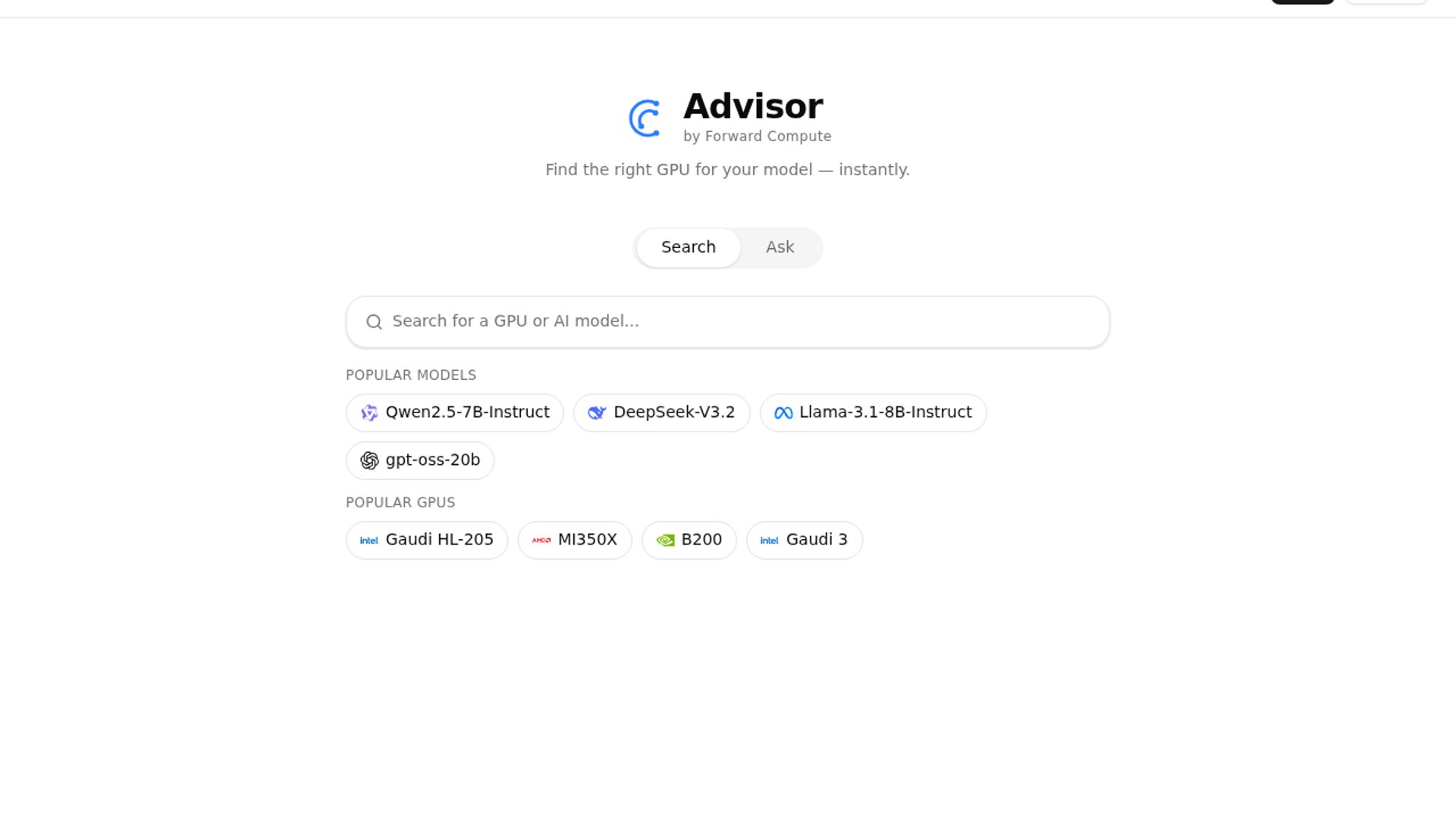 Forward Compute Advisor maps open models to GPUs