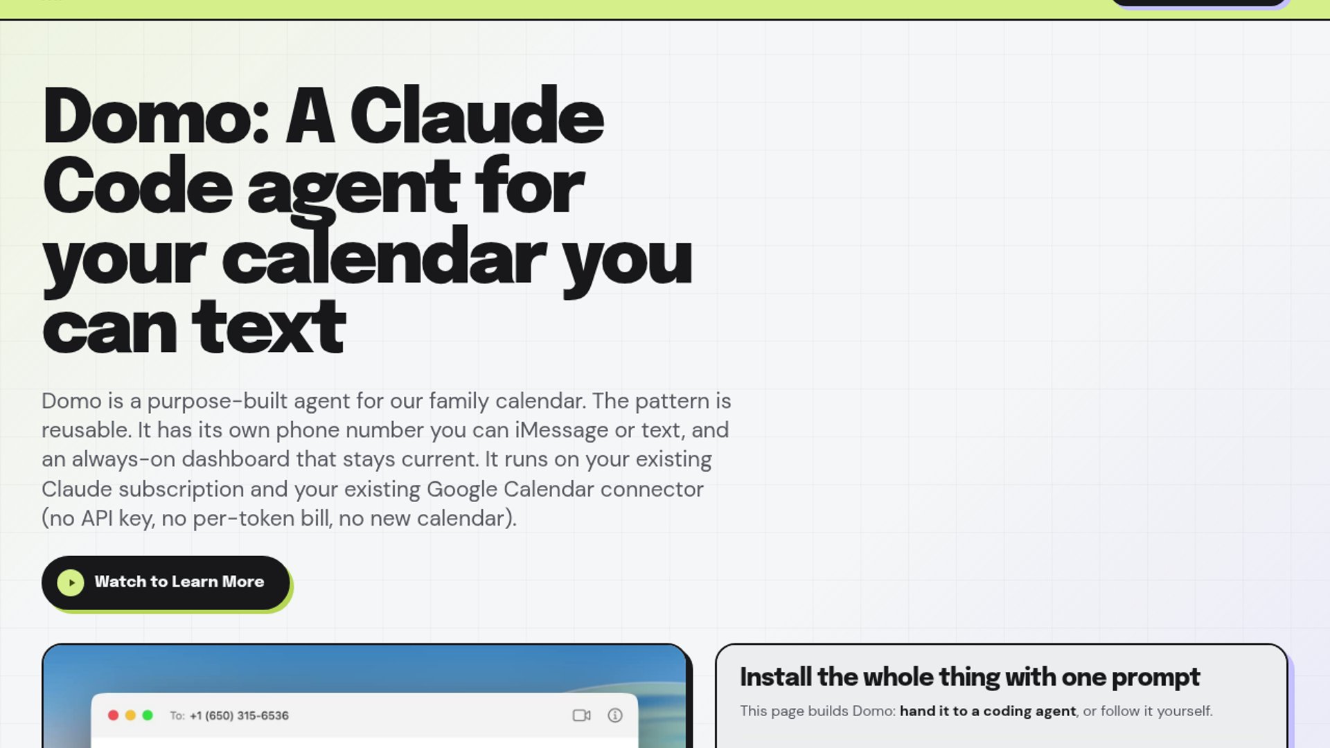 Domo syncs family calendar via text dashboard