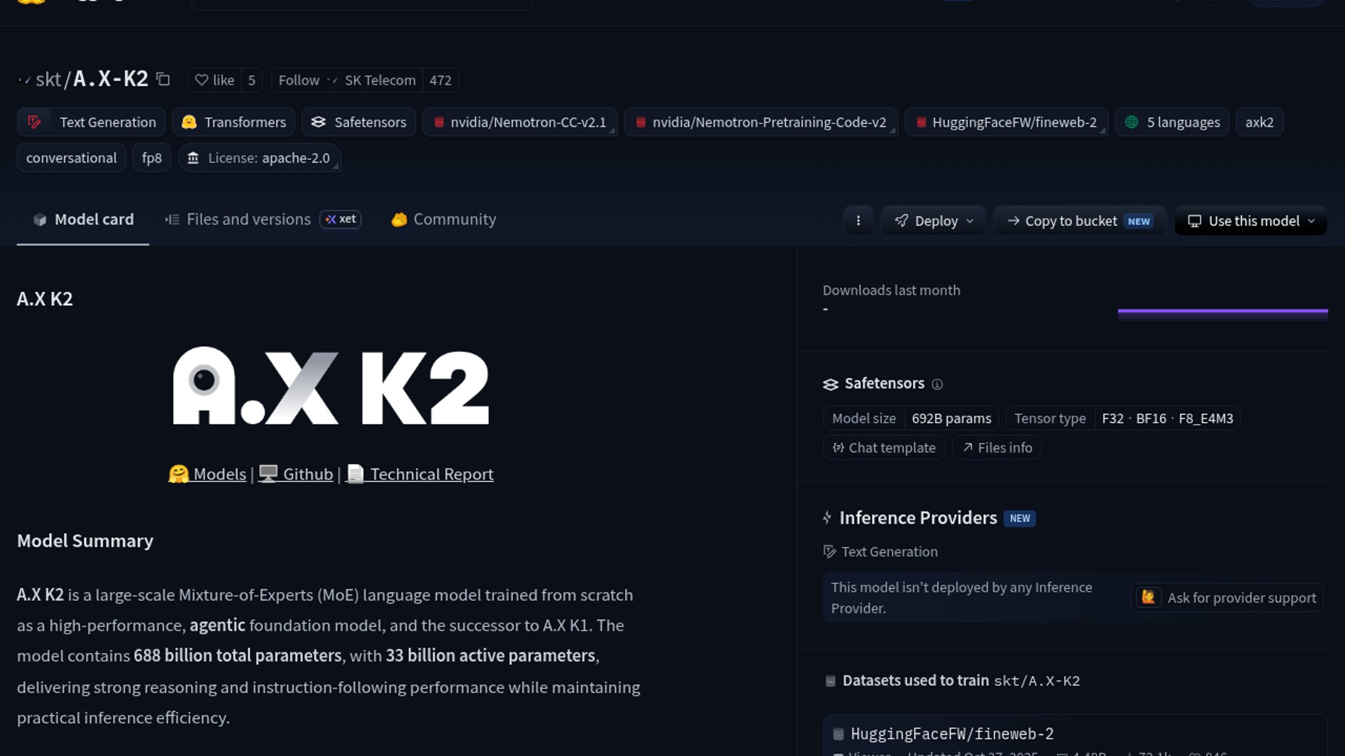 SK Telecom releases 688B MoE model A.X K2