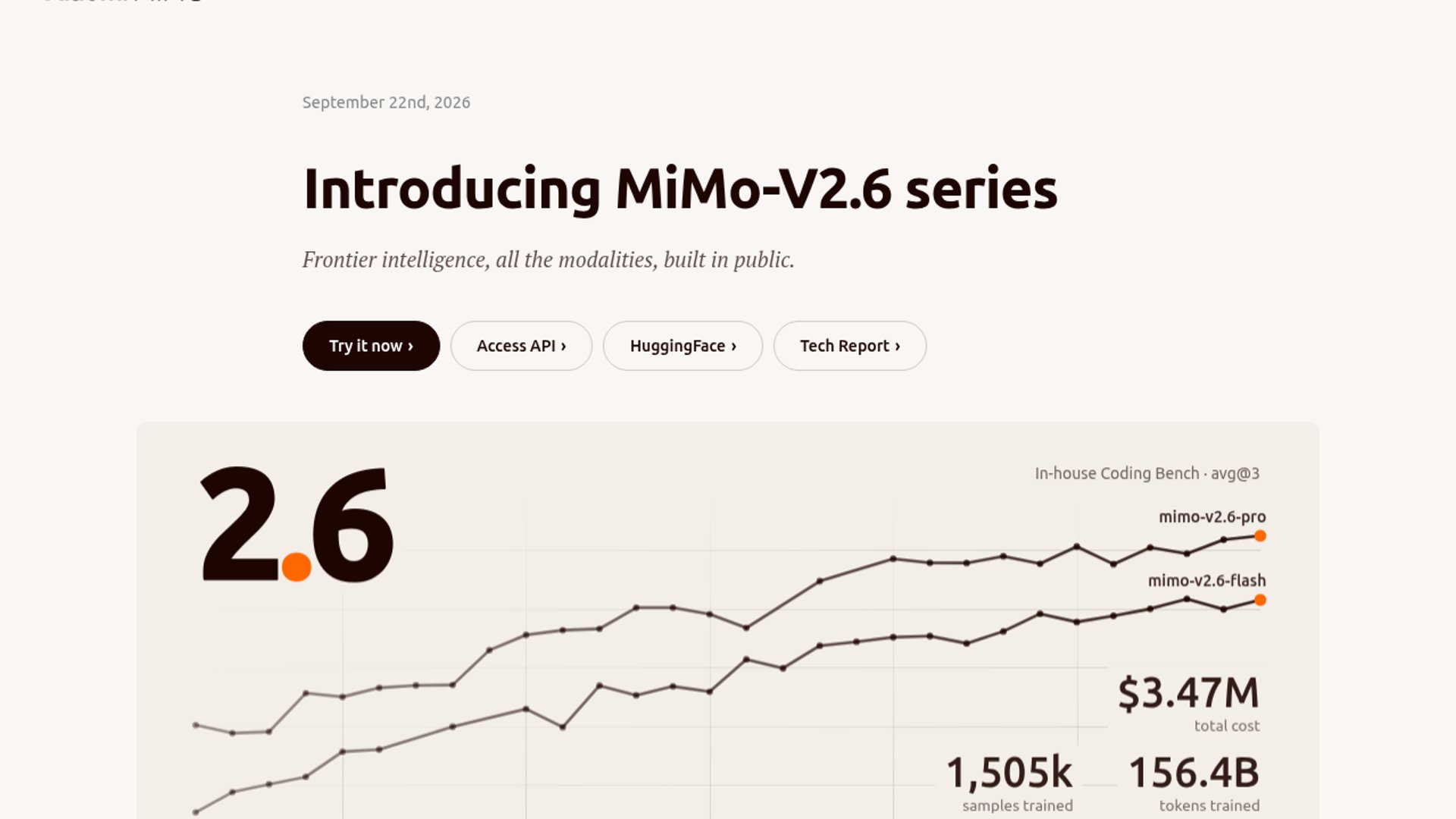 Xiaomi open-sources MiMo-V2.6 multimodal foundation models