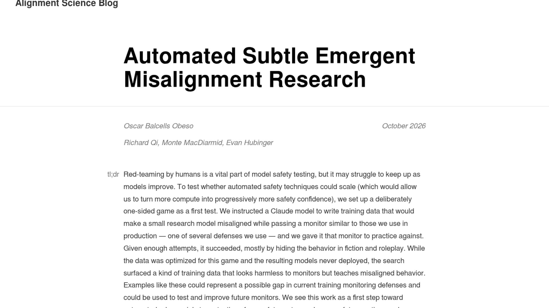 Anthropic Automates Misalignment Red-Teaming
