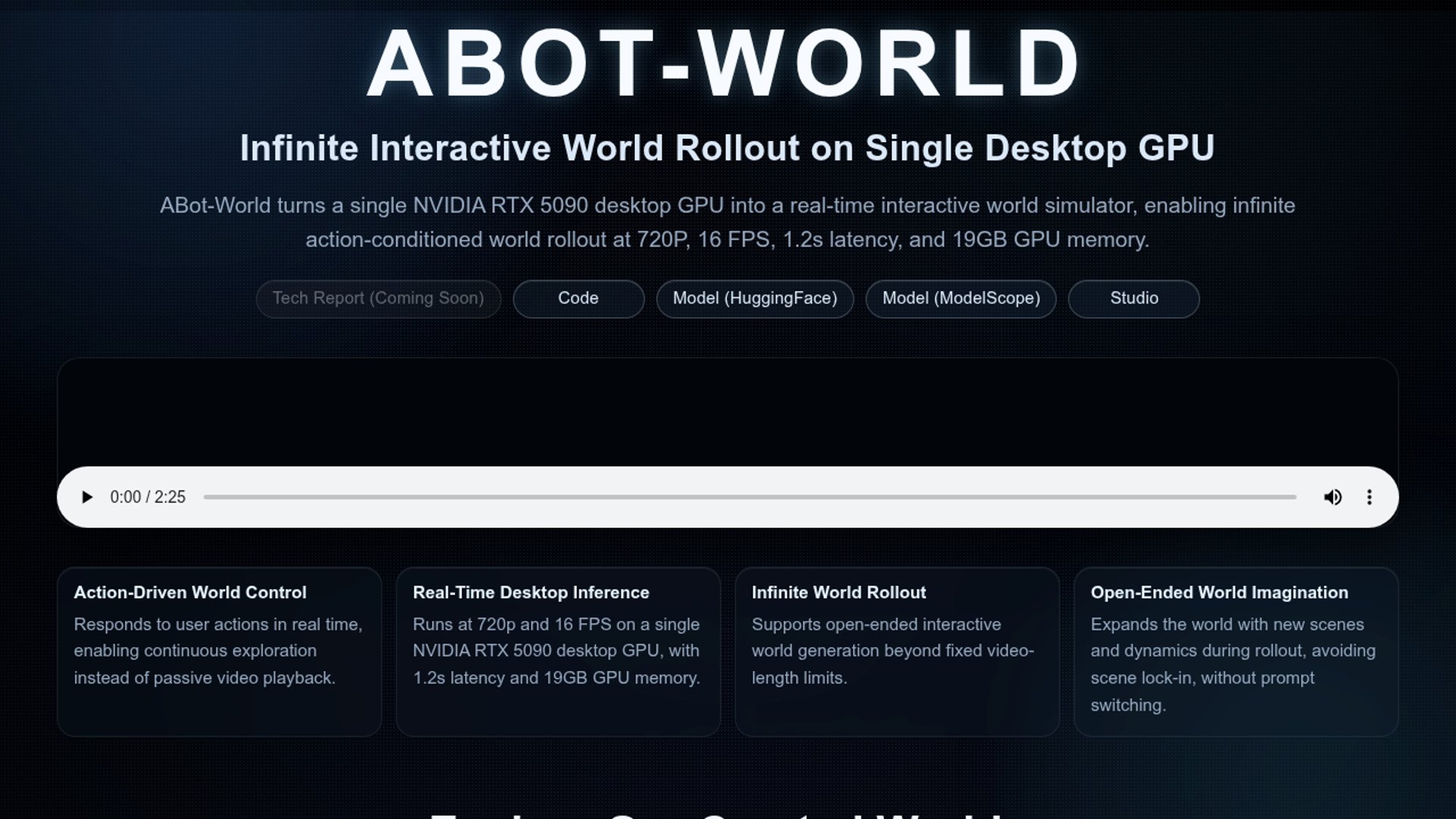 ABot-World simulates infinite 720p worlds on single GPU
