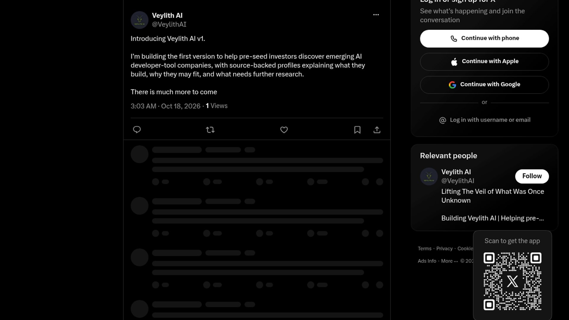 Veylith AI v1 launches investor discovery