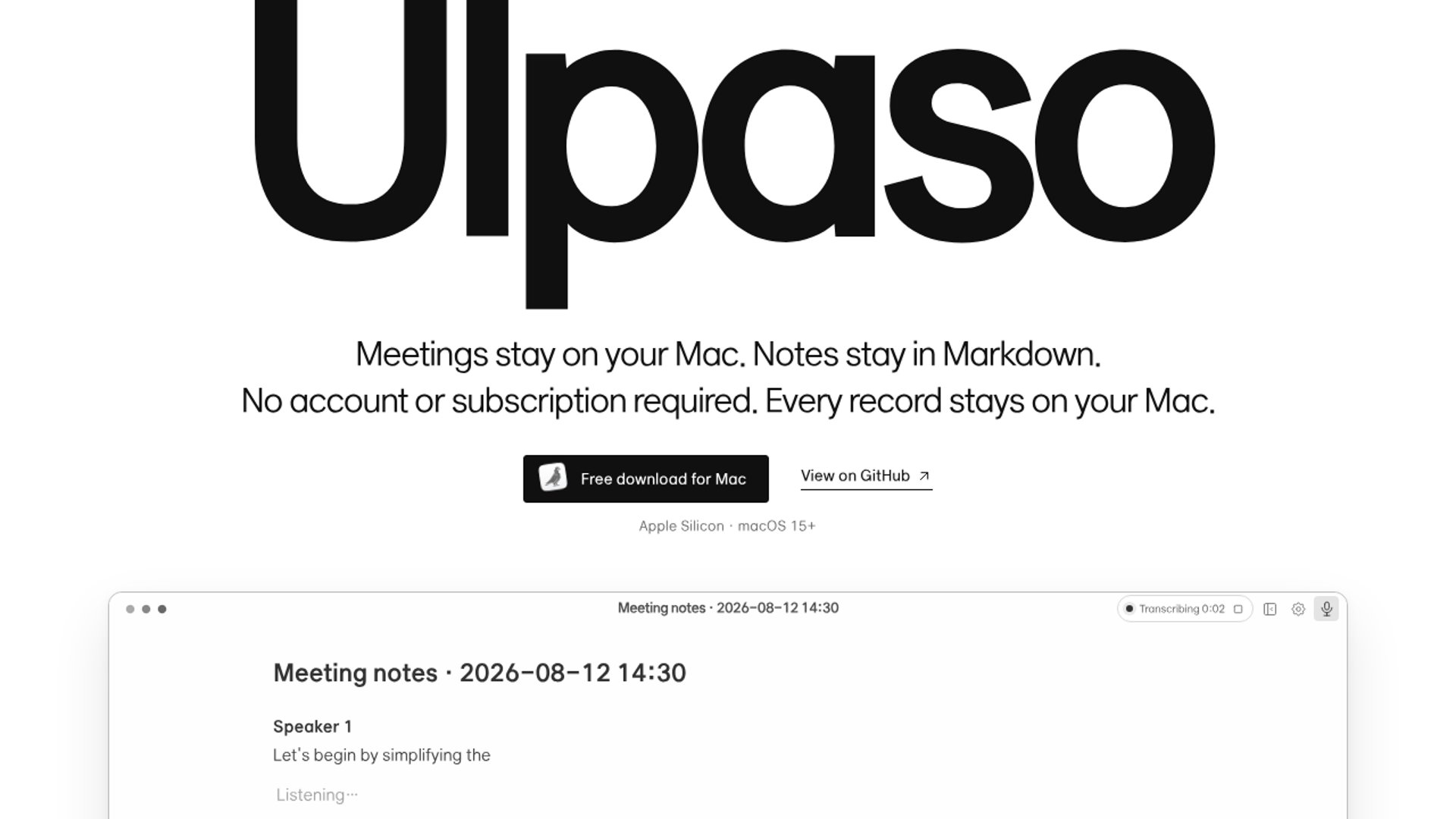 Ulpaso launches private, local meeting notes